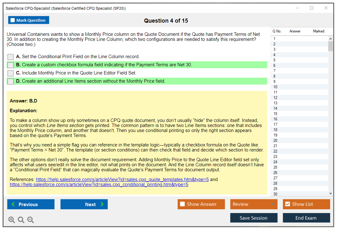 Salesforce CPQ-Specialist (Salesforce Certified CPQ Specialist) Симулятор экзамена Тестовый движок Экзаменационные дампы 4