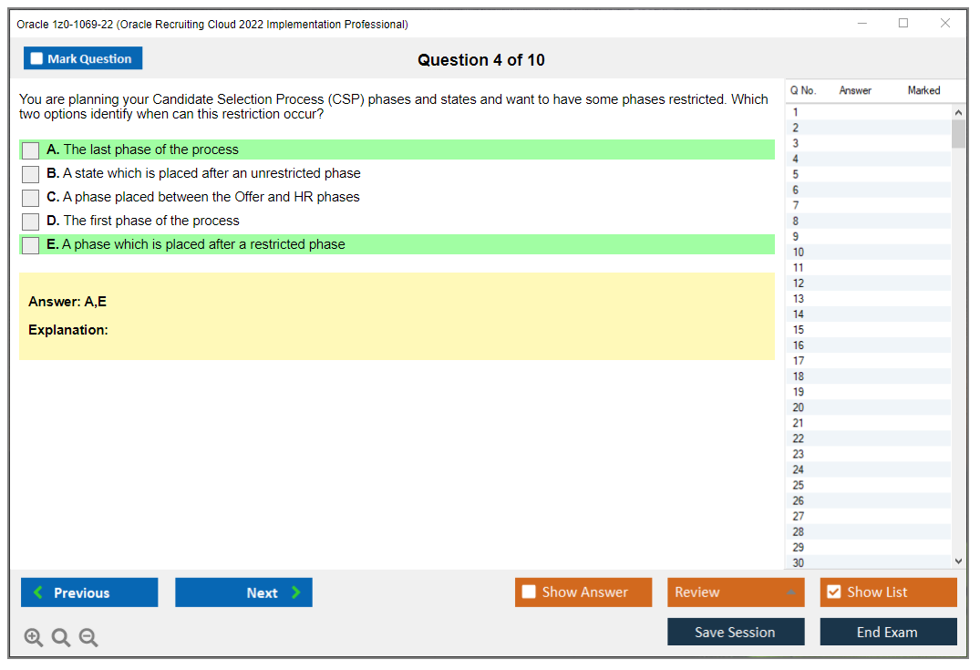 Oracle 1z0-1069-22 (Oracle Recruiting Cloud 2022 Implementation Professional) Simulateur d'examen Moteur de test Dumps d'examen 4