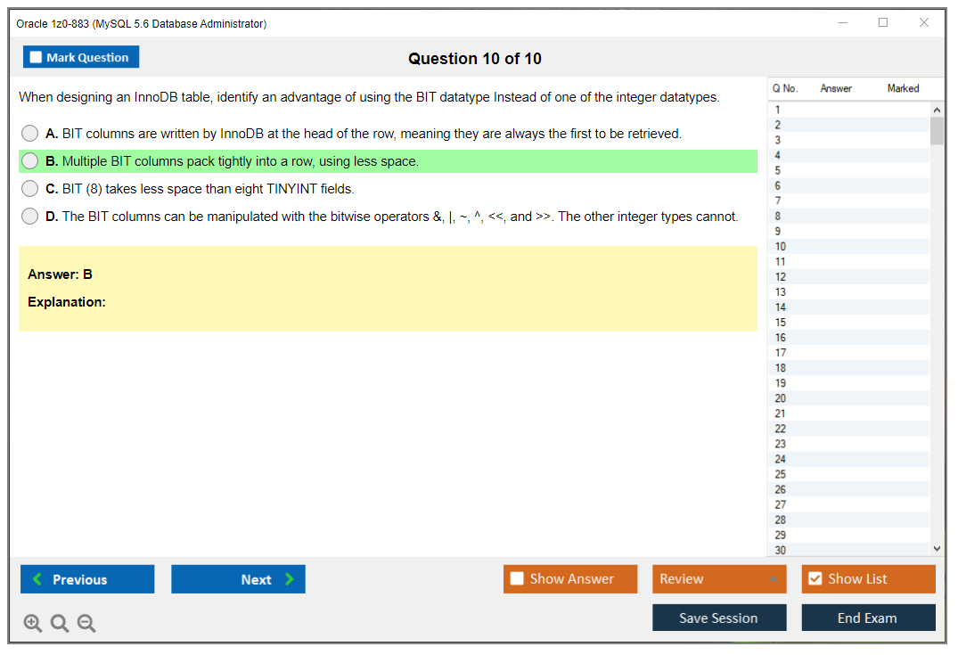 Oracle 1z0-883 (MySQL 5.6 Database Administrator) Prüfungs-Simulator Test Engine Prüfungs-Dumps 10