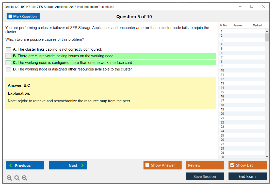 Oracle 1z0-499 (Oracle ZFS Storage Appliance 2017 Implementation Essentials) Prüfungs-Simulator Test Engine Prüfungs-Dumps 5