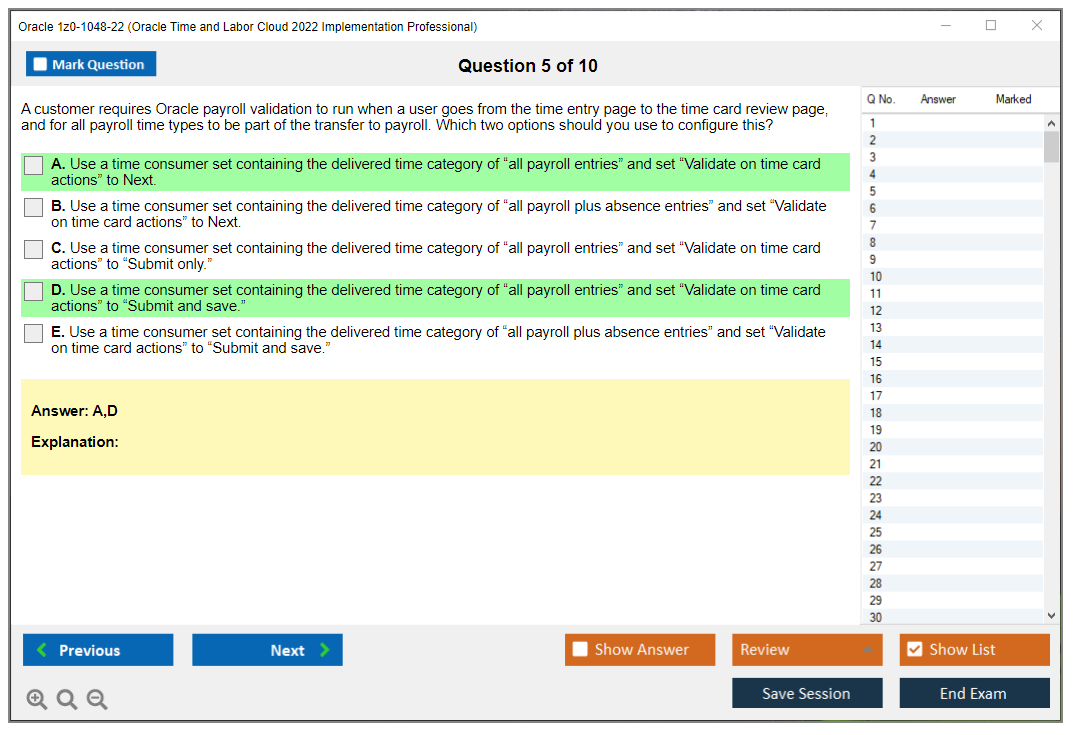 Oracle 1z0-1048-22 (Oracle Time and Labor Cloud 2022 Implementation Professional) Prüfungs-Simulator Test Engine Prüfungs-Dumps 5