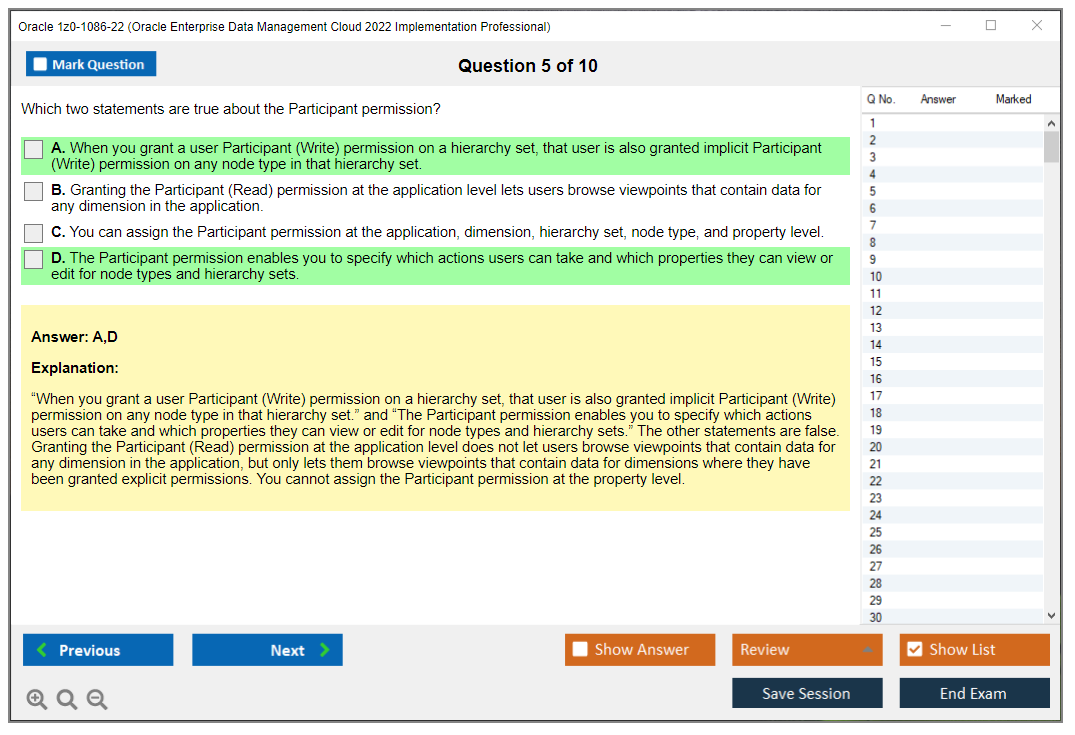 Oracle 1z0-1086-22 (Oracle Enterprise Data Management Cloud 2022 Implementation Professional) Simulador de exame Motor de teste Dumps de exame 5