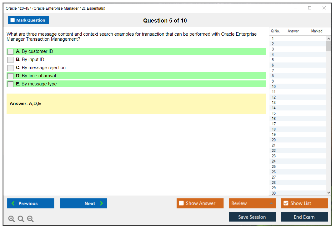 Oracle 1z0-457 (Oracle Enterprise Manager 12c Essentials) Simulatore di esame Motore di test Dump degli esami 5