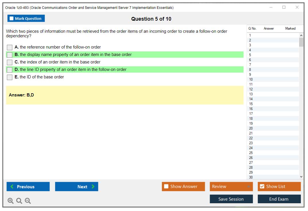 Oracle 1z0-493 (Oracle Communications Order and Service Management Server 7 Implementation Essentials) Prüfungs-Simulator Test Engine Prüfungs-Dumps 5