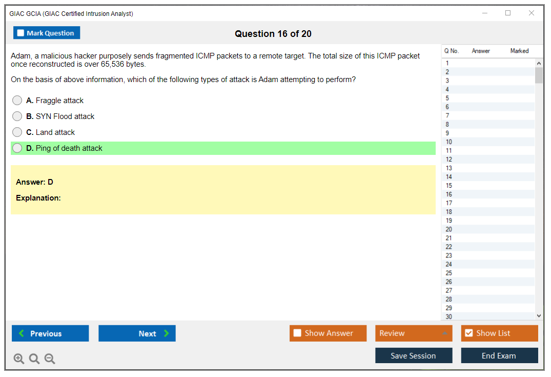 GIAC GCIA (GCIA – GIAC Certified Intrusion Analyst Practice Test) Симулятор экзамена Тестовый движок Экзаменационные дампы 16