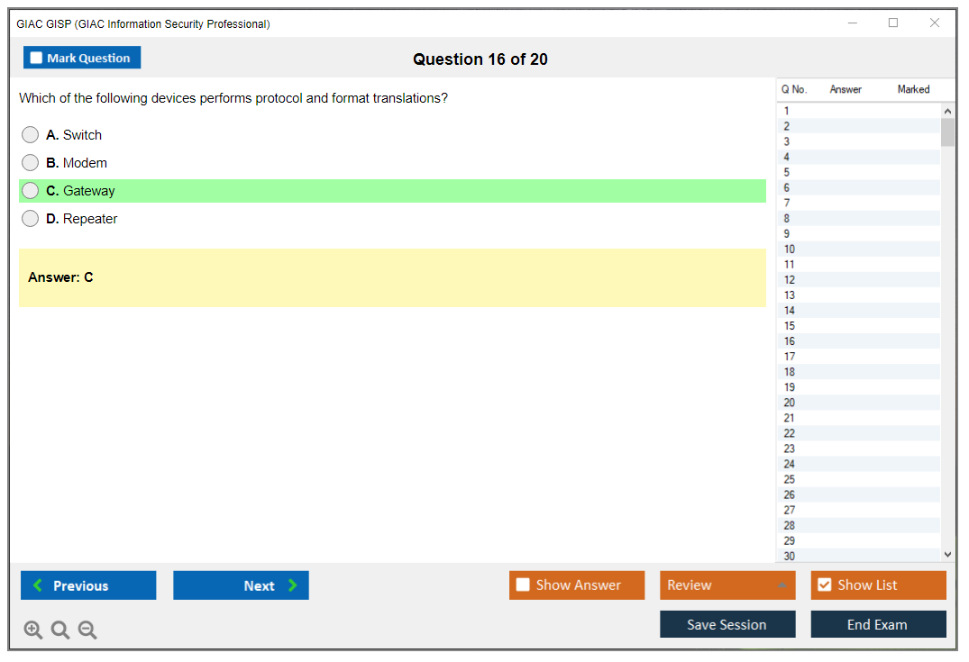 GIAC GISP (GIAC Information Security Professional) Exam Simulator Test Engine Practice Exam 16