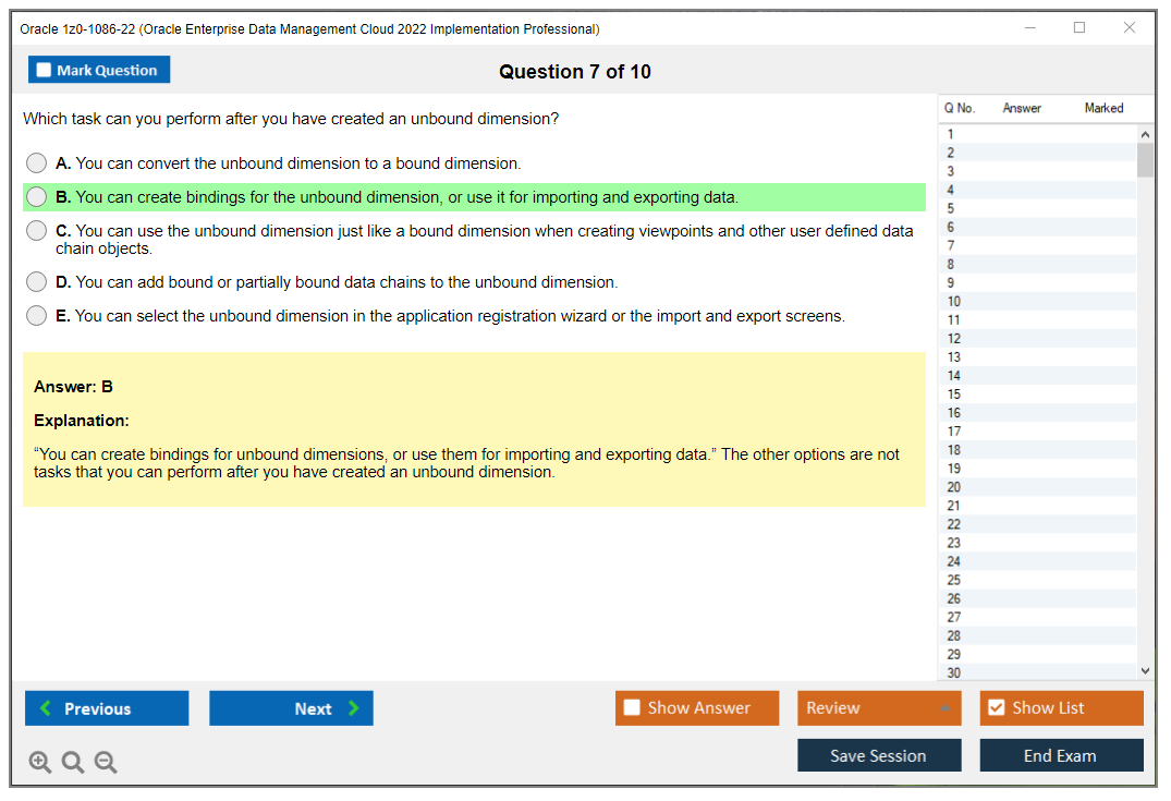 Oracle 1z0-1086-22 (Oracle Enterprise Data Management Cloud 2022 Implementation Professional) Simulador de exame Motor de teste Dumps de exame 7
