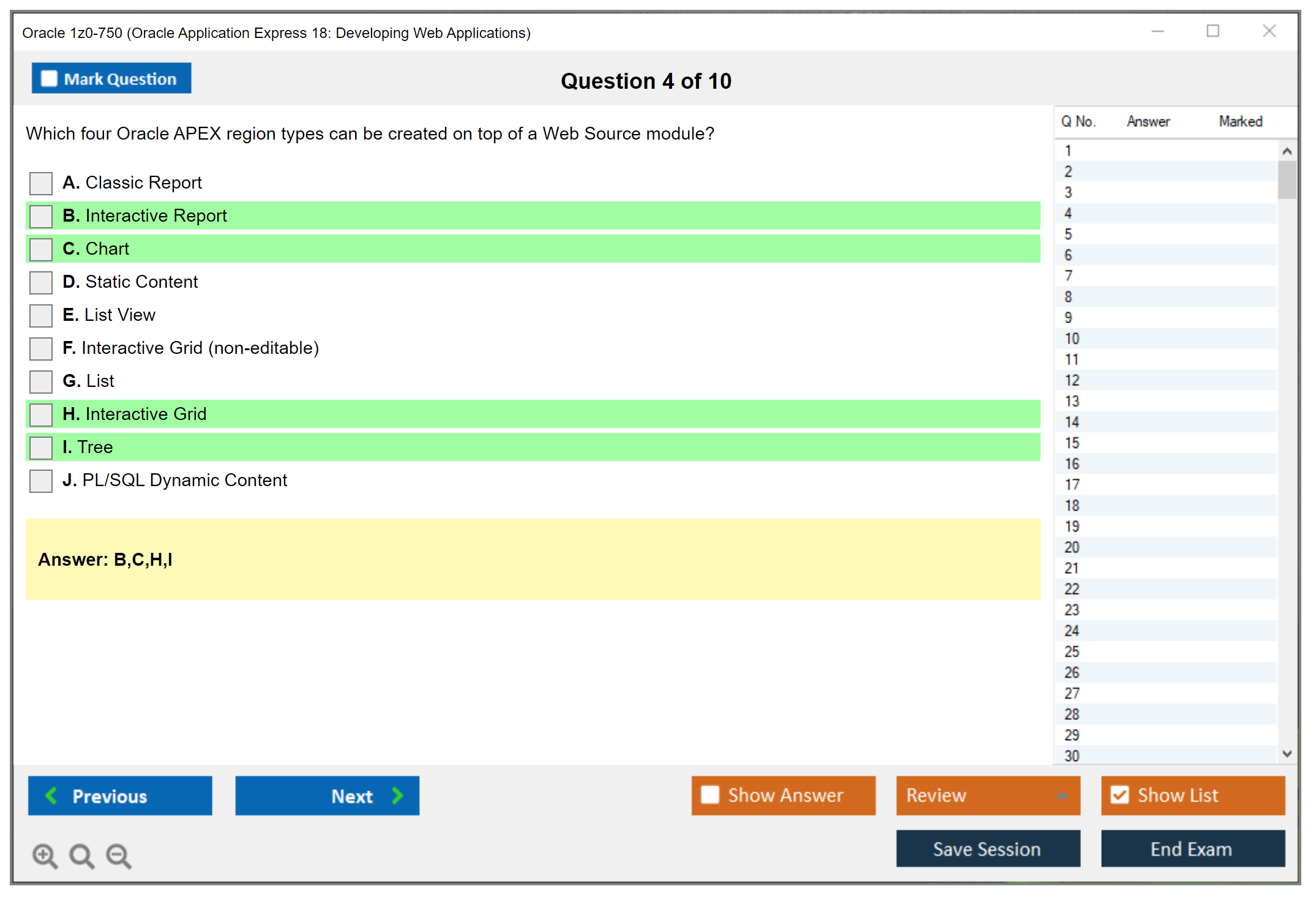 Oracle 1z0-750 (Oracle Application Express 18: Developing Web Applications) Simulatore di esame Motore di test Dump degli esami 4