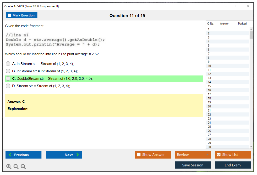 Oracle 1z0-809 (Java SE 8 Programmer II) Simulateur d'examen Moteur de test Dumps d'examen 11