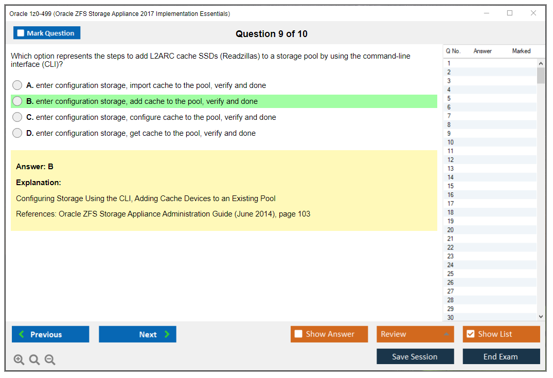 Oracle 1z0-499 (Oracle ZFS Storage Appliance 2017 Implementation Essentials) Prüfungs-Simulator Test Engine Prüfungs-Dumps 9