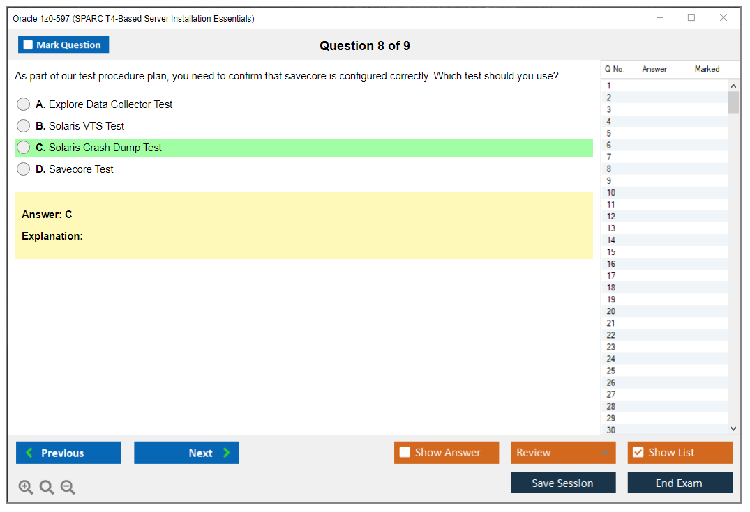 Oracle 1z0-597 (SPARC T4-Based Server Installation Essentials) Prüfungs-Simulator Test Engine Prüfungs-Dumps 8