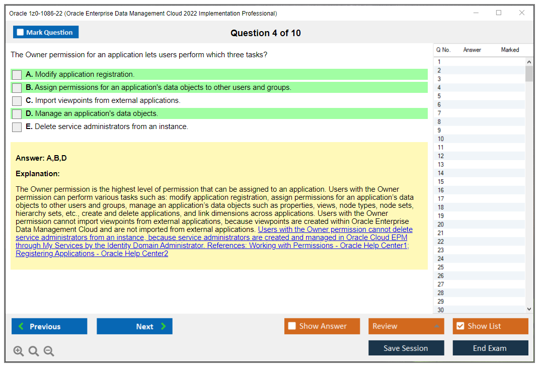 Oracle 1z0-1086-22 (Oracle Enterprise Data Management Cloud 2022 Implementation Professional) Simulador de exame Motor de teste Dumps de exame 4