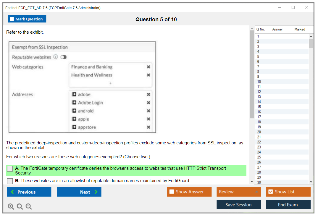 Fortinet FCP_FGT_AD-7.6 (FCPFortiGate 7.6 Administrator) Exam Simulator Test Engine Practice Exam 5