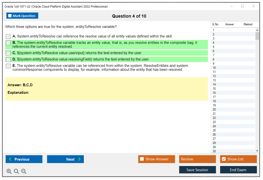 Oracle 1z0-1071-22 (Oracle Cloud Platform Digital Assistant 2022 Professional) Prüfungs-Simulator Test Engine Prüfungs-Dumps 4