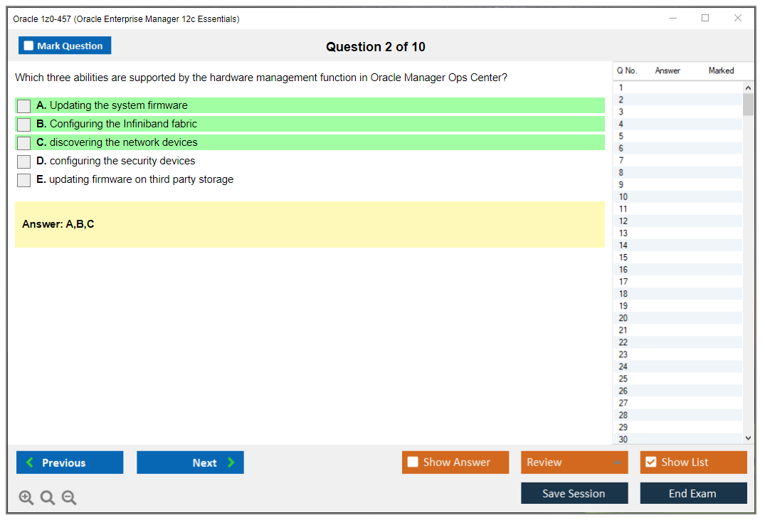 Oracle 1z0-457 (Oracle Enterprise Manager 12c Essentials) Simulatore di esame Motore di test Dump degli esami 2