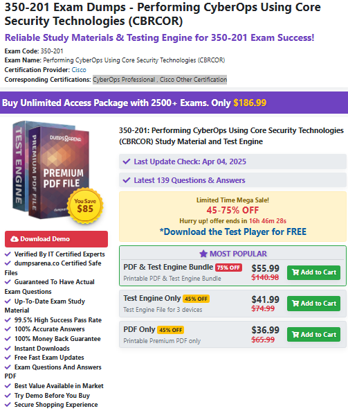 Cisco Certified CyberOps Professional – 350 201 Exam Dumps PDF Free Download