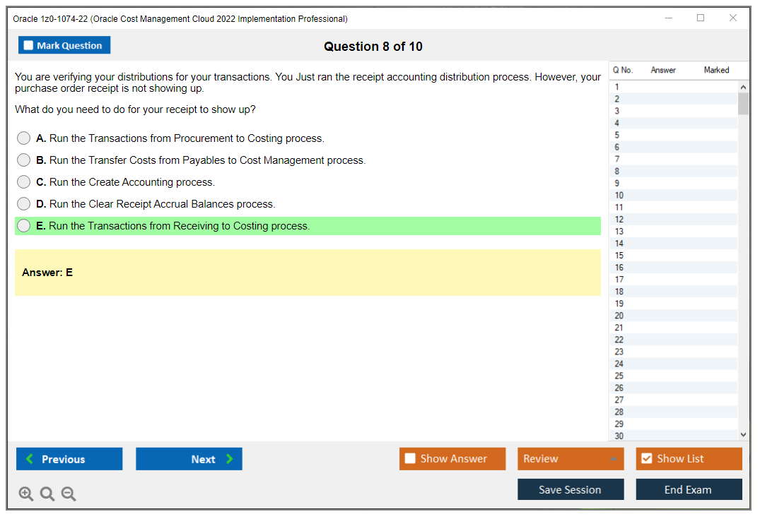 Oracle 1z0-1074-22 (Oracle Cost Management Cloud 2022 Implementation Professional) Prüfungs-Simulator Test Engine Prüfungs-Dumps 8