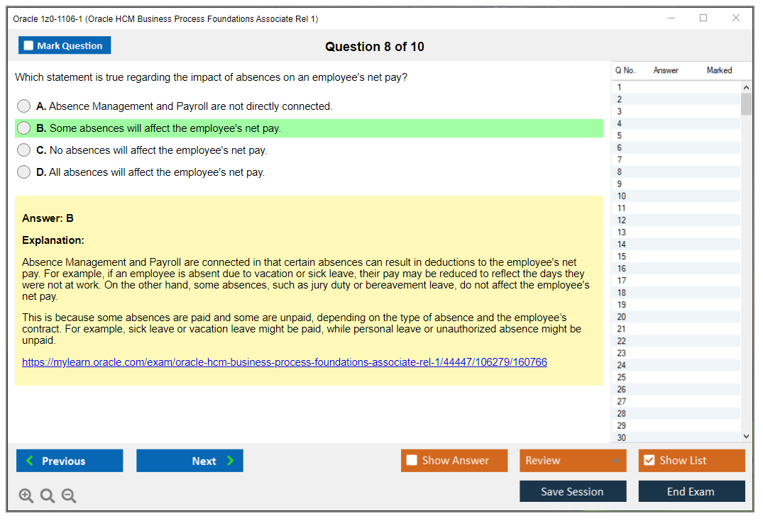 Oracle 1z0-1106-1 (Oracle HCM Business Process Foundations Associate Rel 1) Prüfungs-Simulator Test Engine Prüfungs-Dumps 8
