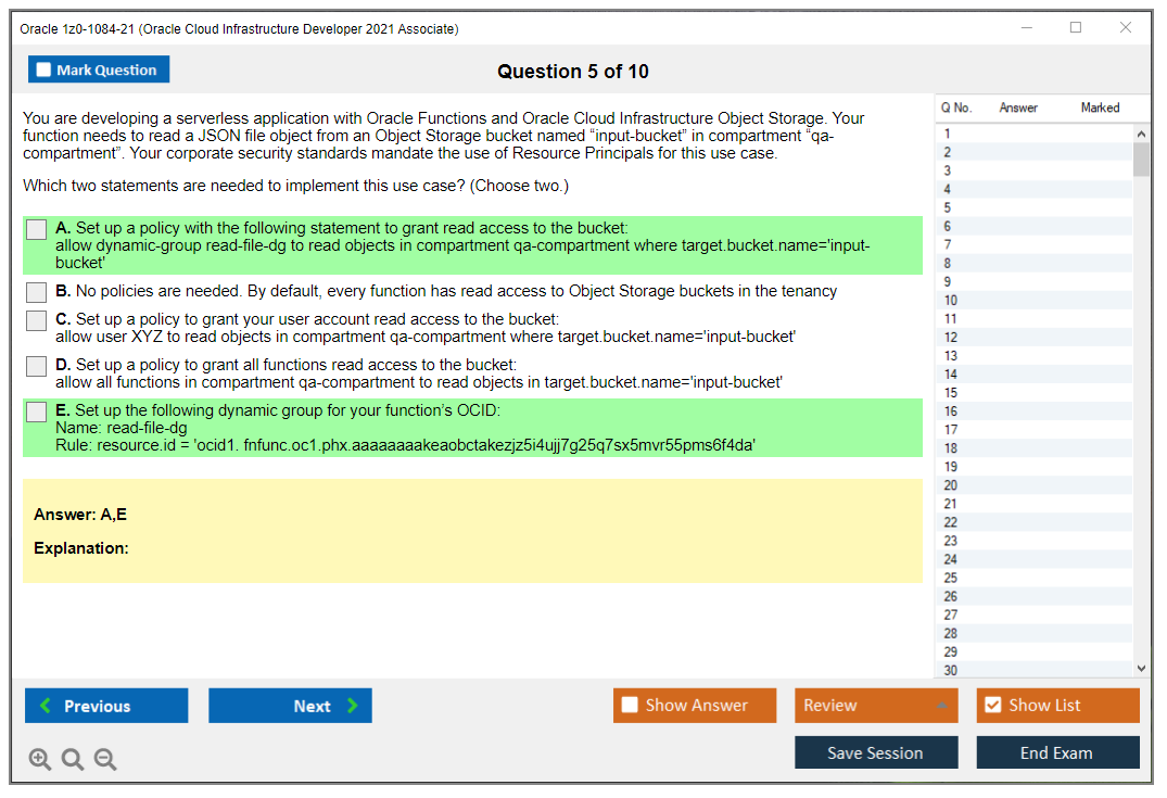 Oracle 1z0-1084-21 (Oracle Cloud Infrastructure Developer 2021 Associate) Prüfungs-Simulator Test Engine Prüfungs-Dumps 5