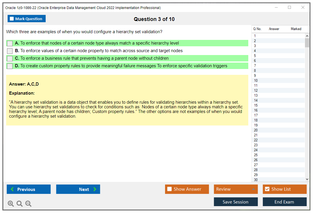 Oracle 1z0-1086-22 (Oracle Enterprise Data Management Cloud 2022 Implementation Professional) Simulador de exame Motor de teste Dumps de exame 3