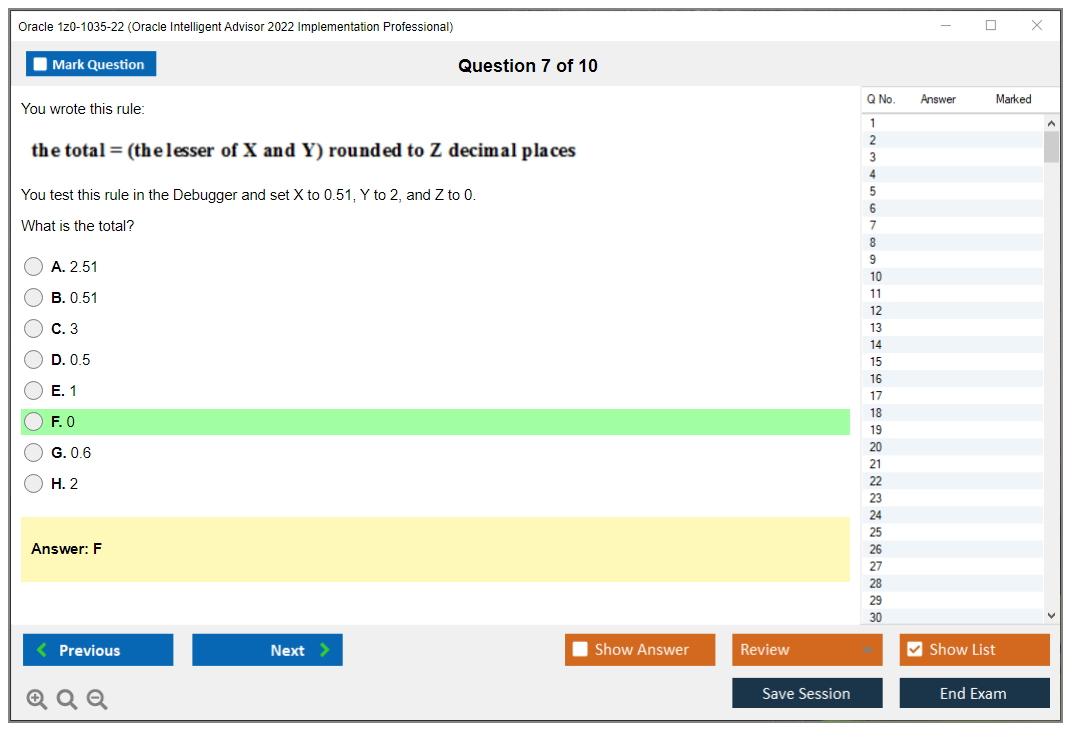 Oracle 1z0-1035-22 (Oracle Intelligent Advisor 2022 Implementation Professional) Prüfungs-Simulator Test Engine Prüfungs-Dumps 7