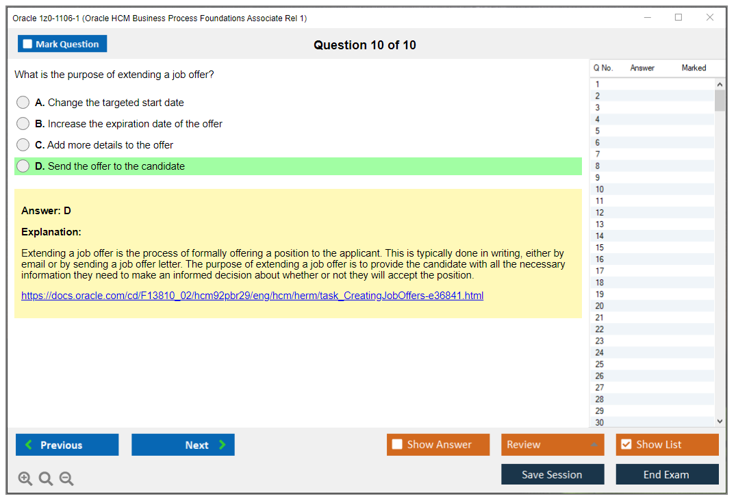 Oracle 1z0-1106-1 (Oracle HCM Business Process Foundations Associate Rel 1) Prüfungs-Simulator Test Engine Prüfungs-Dumps 10