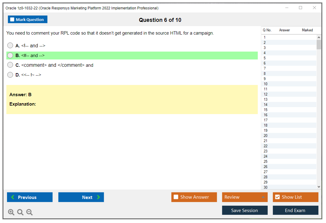 Oracle 1z0-1032-22 (Oracle Responsys Marketing Platform 2022 Implementation Professional) Prüfungs-Simulator Test Engine Prüfungs-Dumps 6