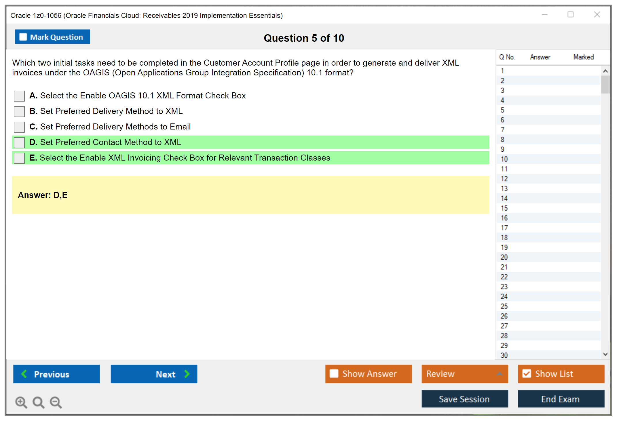 Oracle 1z0-1056 (Oracle Financials Cloud: Receivables 2019 Implementation Essentials) Prüfungs-Simulator Test Engine Prüfungs-Dumps 5