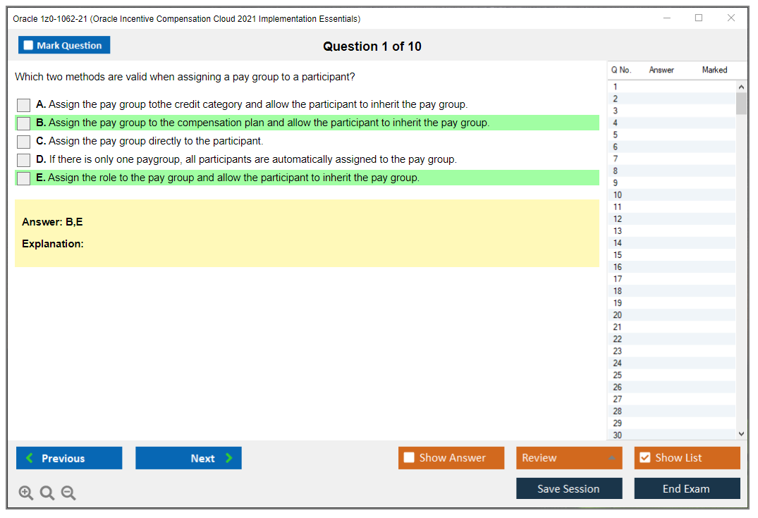 Oracle 1z0-1062-21 (Oracle Incentive Compensation Cloud 2021 Implementation Essentials) Simulatore di esame Motore di test Dump degli esami 1