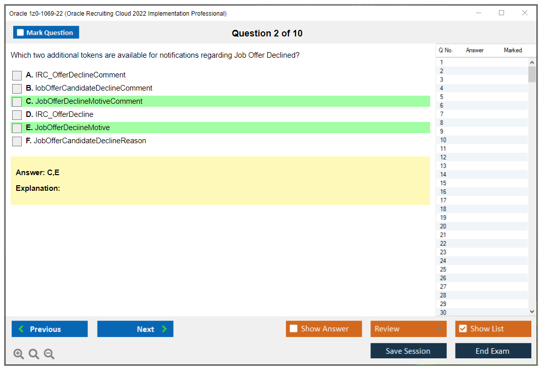 Oracle 1z0-1069-22 (Oracle Recruiting Cloud 2022 Implementation Professional) Simulateur d'examen Moteur de test Dumps d'examen 2