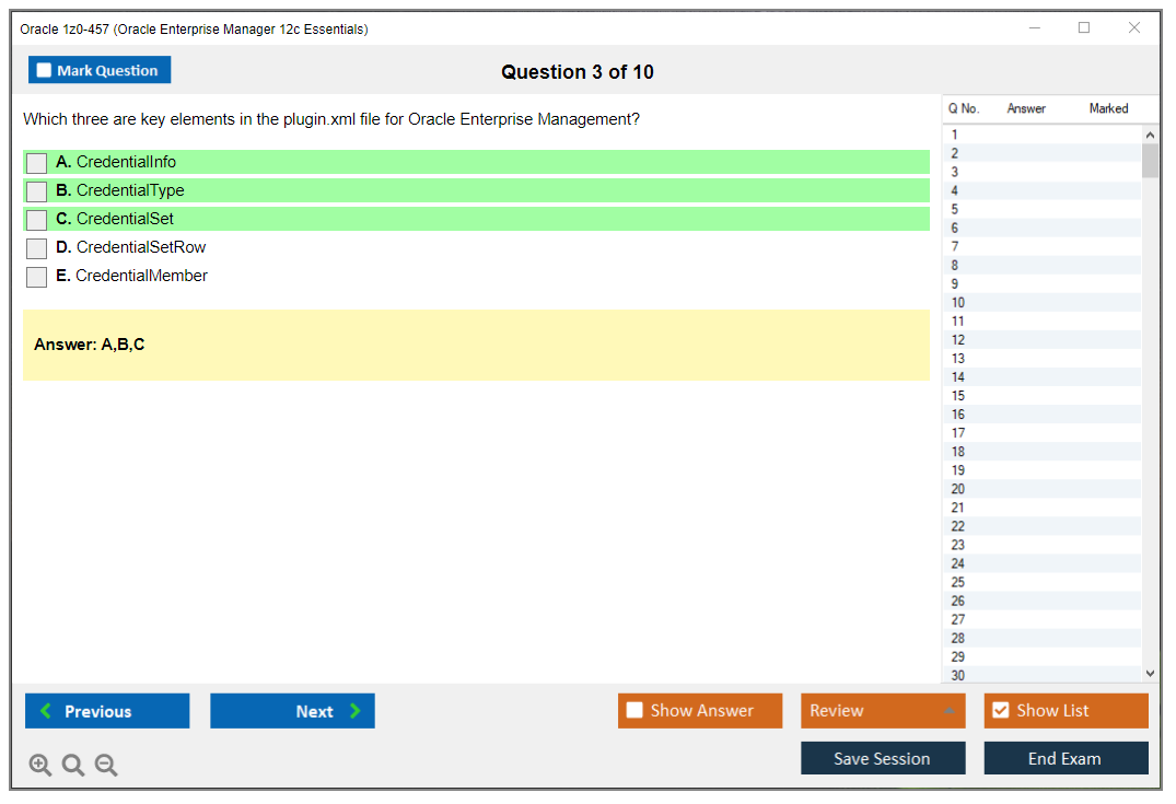 Oracle 1z0-457 (Oracle Enterprise Manager 12c Essentials) Simulatore di esame Motore di test Dump degli esami 3