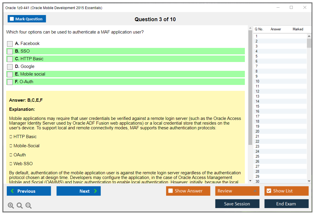 Oracle 1z0-441 (Oracle Mobile Development 2015 Essentials) Simulatore di esame Motore di test Dump degli esami 3
