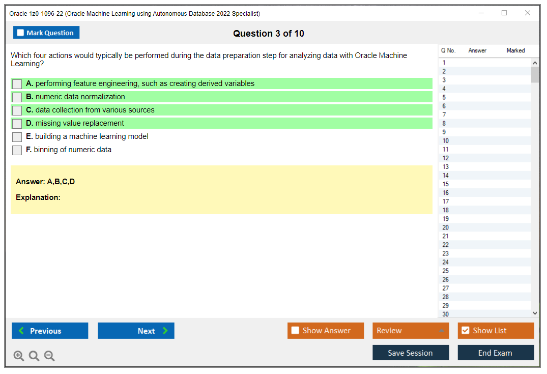 Oracle 1z0-1096-22 (Oracle Machine Learning using Autonomous Database 2022 Specialist) Simulador de examen Motor de pruebas Dumps de examen 3