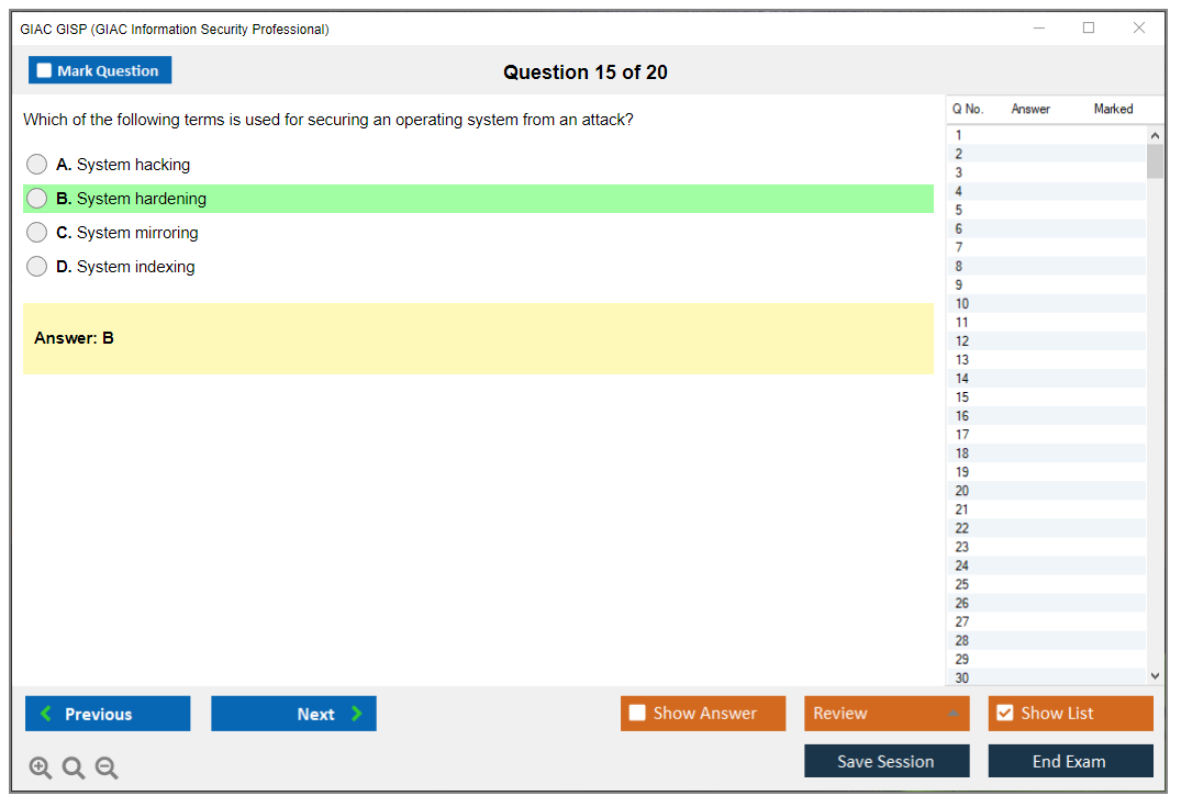 GIAC GISP (GIAC Information Security Professional) Exam Simulator Test Engine Practice Exam 15