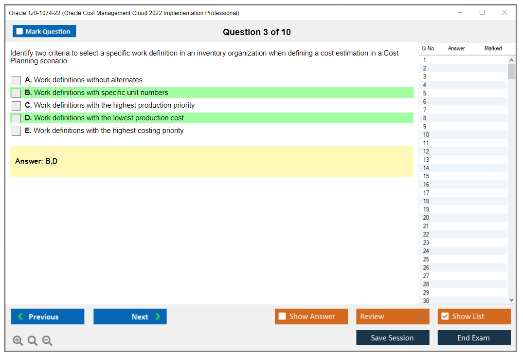 Oracle 1z0-1074-22 (Oracle Cost Management Cloud 2022 Implementation Professional) Prüfungs-Simulator Test Engine Prüfungs-Dumps 3
