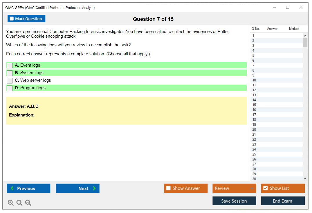 GIAC GPPA (GIAC Certified Perimeter Protection Analyst) Exam Simulator Test Engine Practice Exam 7