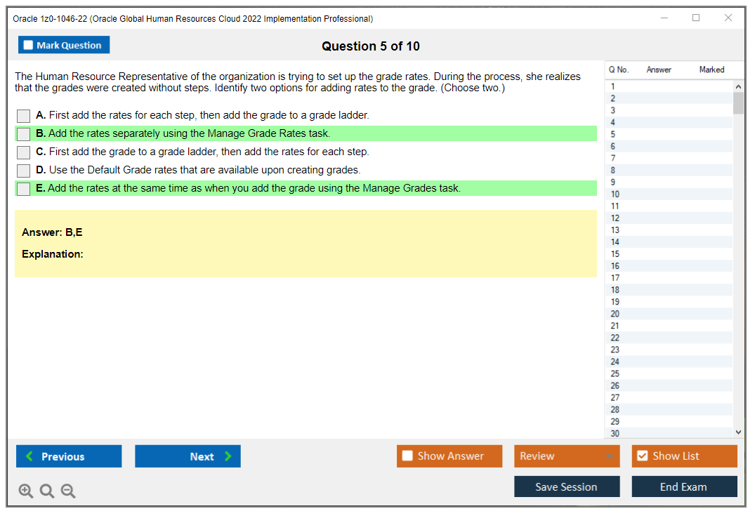 Oracle 1z0-1046-22 (Oracle Global Human Resources Cloud 2022 Implementation Professional) Prüfungs-Simulator Test Engine Prüfungs-Dumps 5