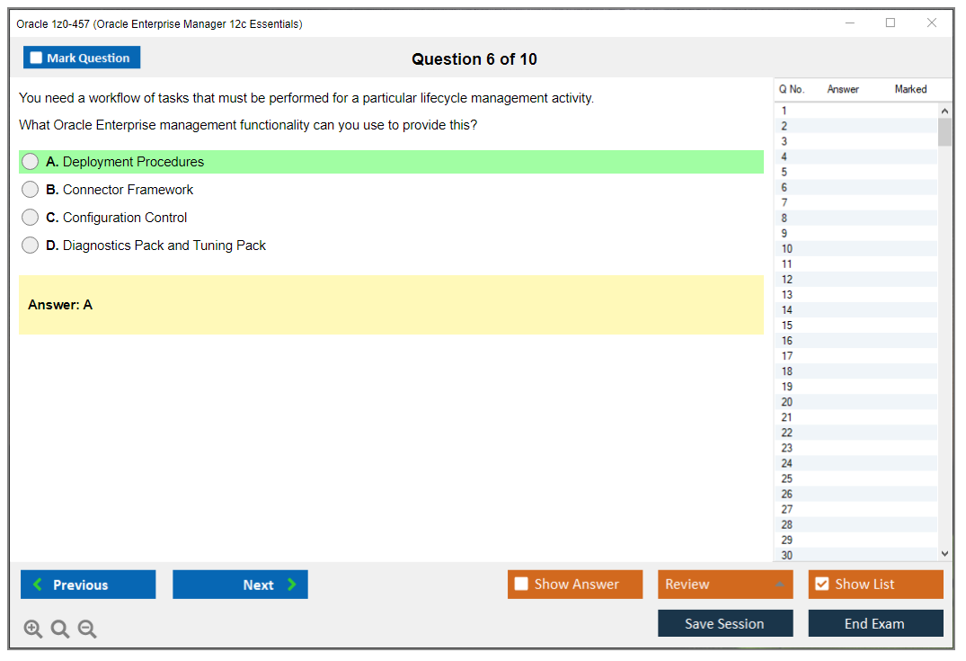 Oracle 1z0-457 (Oracle Enterprise Manager 12c Essentials) Simulatore di esame Motore di test Dump degli esami 6