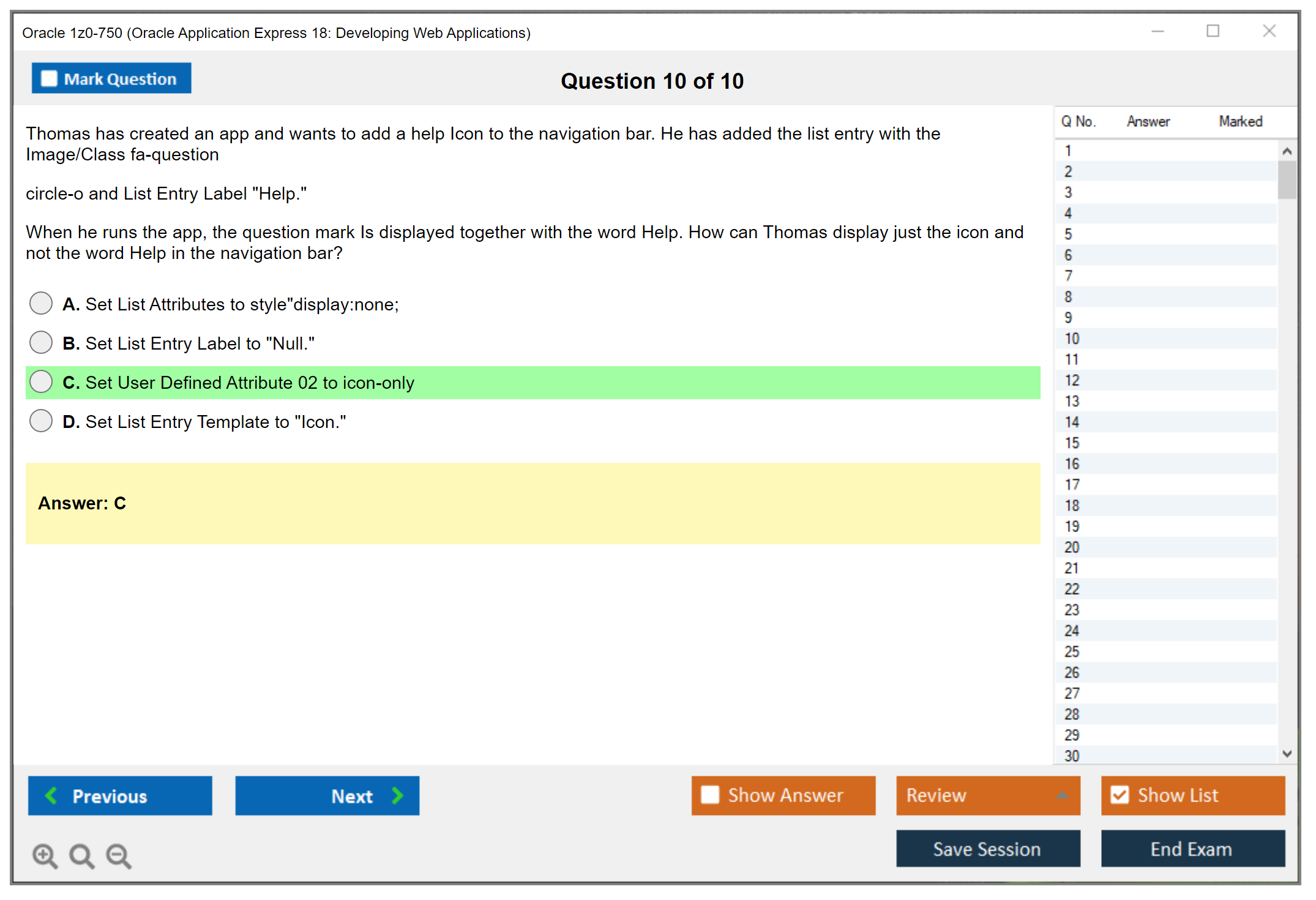 Oracle 1z0-750 (Oracle Application Express 18: Developing Web Applications) Simulatore di esame Motore di test Dump degli esami 10