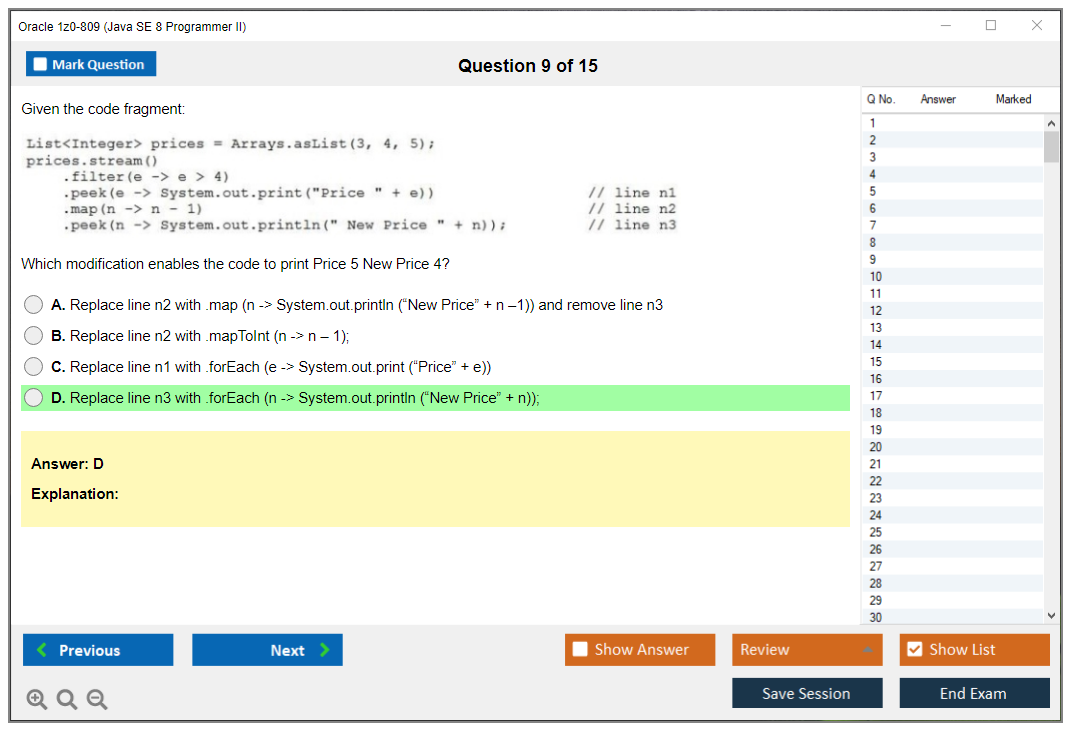 Oracle 1z0-809 (Java SE 8 Programmer II) Simulateur d'examen Moteur de test Dumps d'examen 9