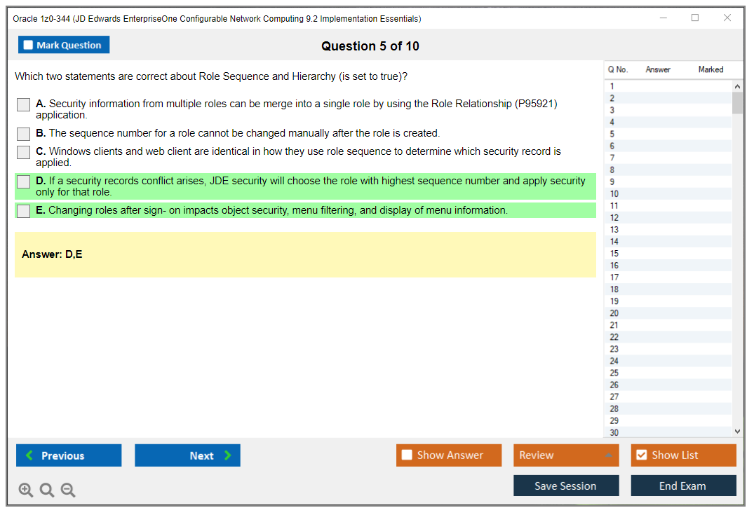 Oracle 1z0-344 (JD Edwards EnterpriseOne Configurable Network Computing 9.2 Implementation Essentials) Prüfungs-Simulator Test Engine Prüfungs-Dumps 5