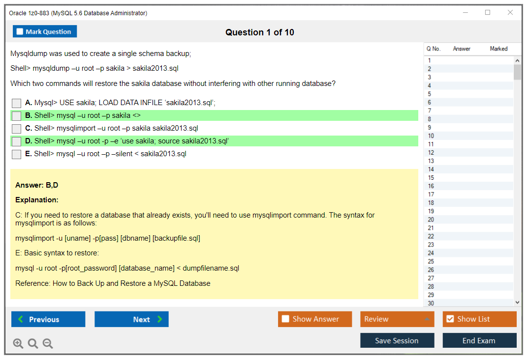 Oracle 1z0-883 (MySQL 5.6 Database Administrator) Prüfungs-Simulator Test Engine Prüfungs-Dumps 1