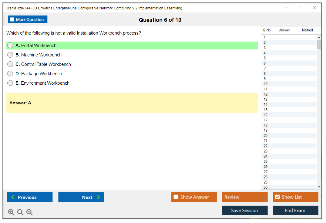 Oracle 1z0-344 (JD Edwards EnterpriseOne Configurable Network Computing 9.2 Implementation Essentials) Prüfungs-Simulator Test Engine Prüfungs-Dumps 6