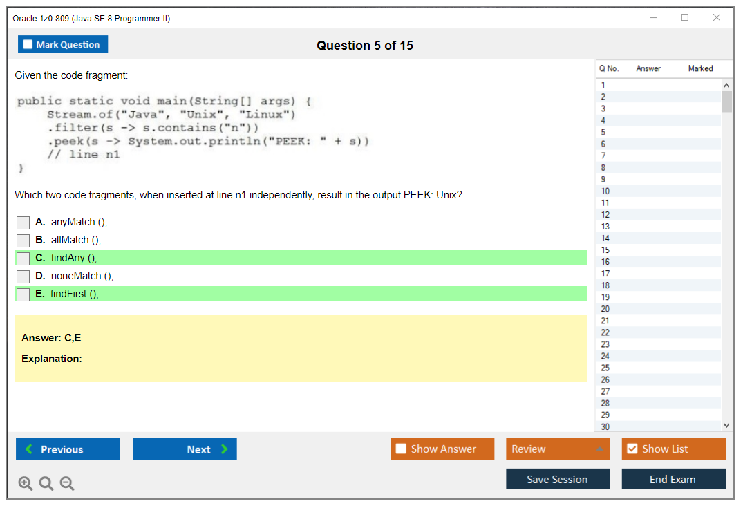 Oracle 1z0-809 (Java SE 8 Programmer II) Simulateur d'examen Moteur de test Dumps d'examen 5