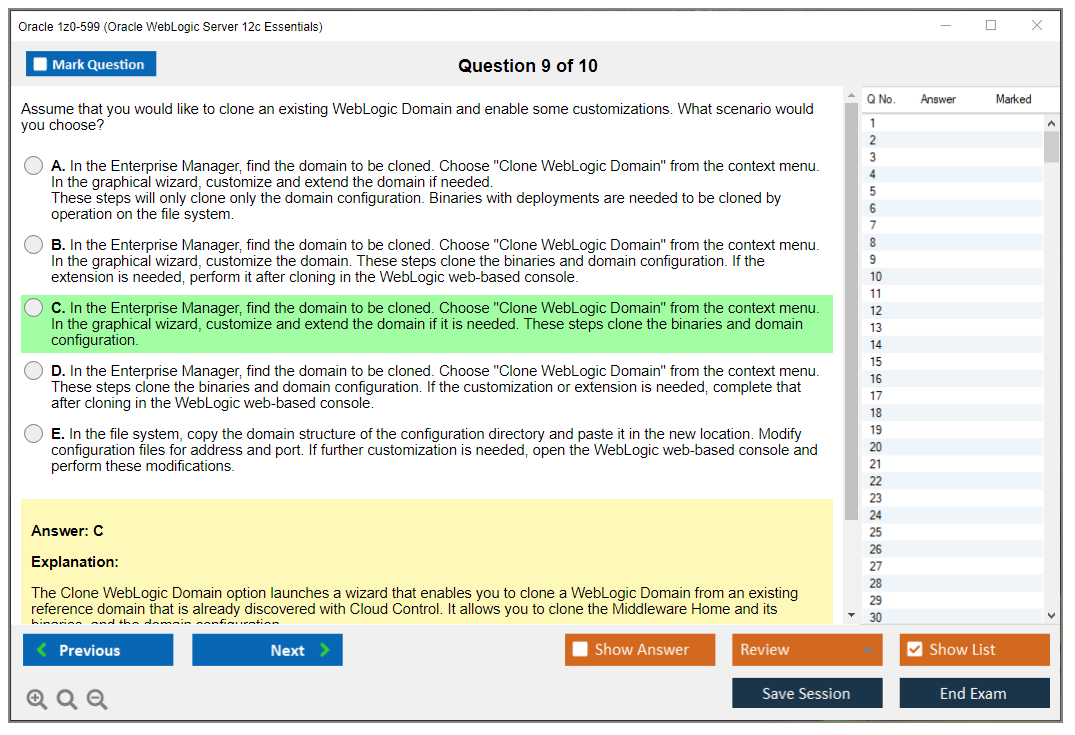 Oracle 1z0-599 (Oracle WebLogic Server 12c Essentials) Prüfungs-Simulator Test Engine Prüfungs-Dumps 9