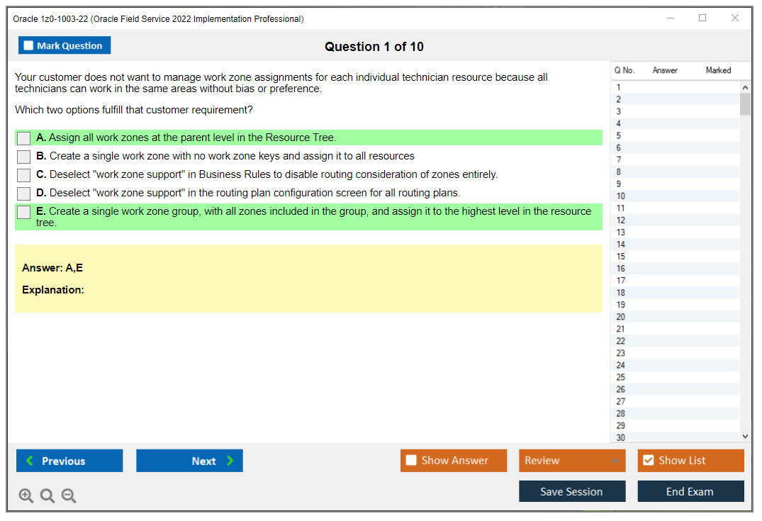 Oracle 1z0-1003-22 (Oracle Field Service 2022 Implementation Professional) Exam Simulator Test Engine Practice Exam 1