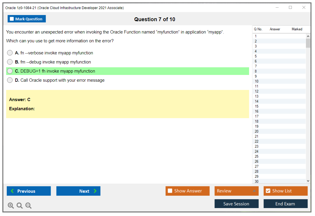 Oracle 1z0-1084-21 (Oracle Cloud Infrastructure Developer 2021 Associate) Prüfungs-Simulator Test Engine Prüfungs-Dumps 7
