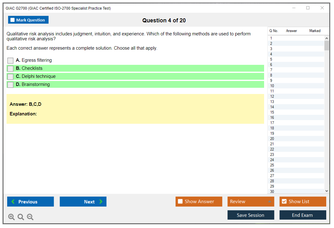 GIAC G2700 (GIAC Certified ISO-2700 Specialist Practice Test) Exam Simulator Test Engine Practice Exam 4
