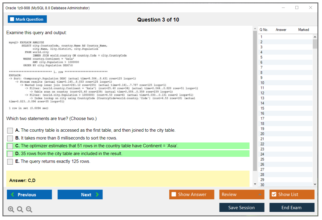 Oracle 1z0-908 (MySQL 8.0 Database Administrator) Simulador de exame Motor de teste Dumps de exame 3