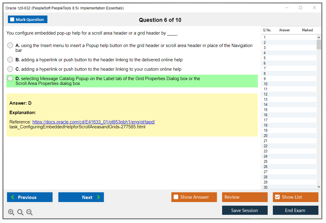 Oracle 1z0-632 (PeopleSoft PeopleTools 8.5x Implementation Essentials) Prüfungs-Simulator Test Engine Prüfungs-Dumps 6